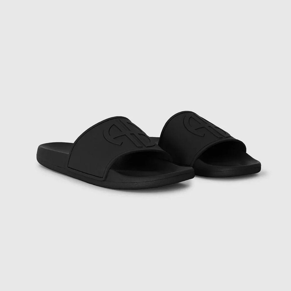 ANINE BING‎ ISLA SLIDES - BLACK MONOGRAM